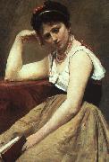  Jean Baptiste Camille  Corot Interrupted Reading painting